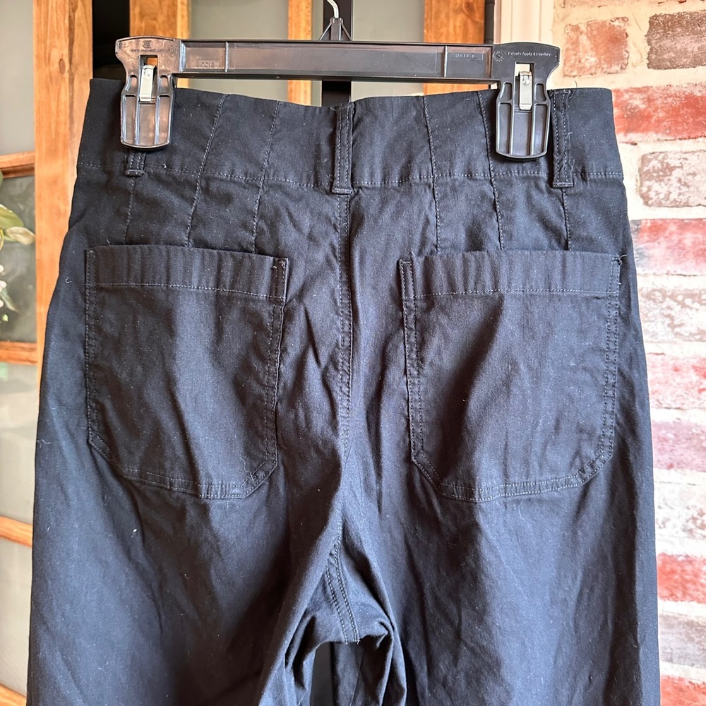 Maeve Colette Pants Women 30 Black Wide Leg Crop Linen Blend High Rise Pocket - Picture 8 of 9
